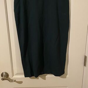 Classic Midi Pencil Skirt in Deep Green